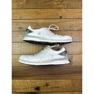 FootJoy Pro SL Men's Spikeless Golf Shoes Size 12 Leather White Silver 53804